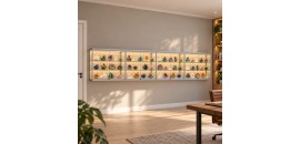 Wandvitrine met ledverlichting 80x400x25 cm - sfeerbeeld