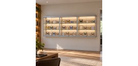 Wandvitrinekast met ledverlichting 120x300x20 cm - sfeerbeeld